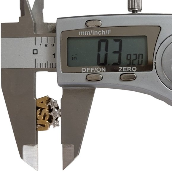 10K White And Yellow Gold USA Three Star Tie Tac Lapel Pin E104 - Picture 5 of 8